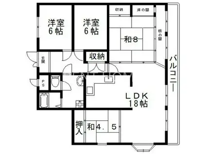 メゾン瓜生堂(4LDK/2階)の間取り写真