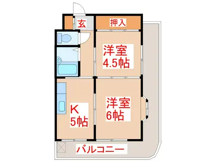 坂之上中央ビル(2K/3階)の間取り写真