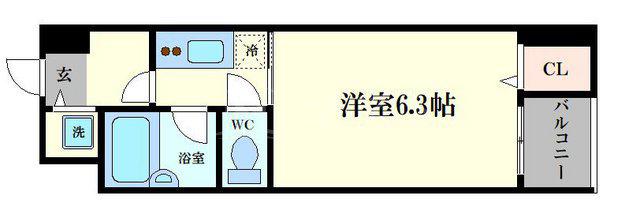 ベルシモンズ大阪港(1K/7階)の間取り写真