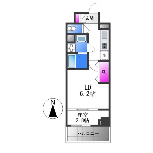 リアライズ鶴橋東II(1LDK/10階)の間取り写真