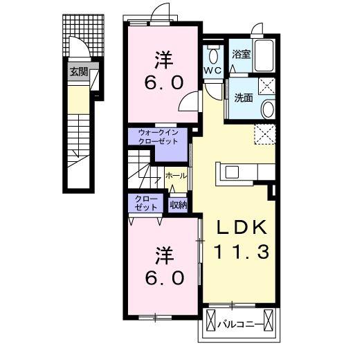 アプローズ(2LDK/2階)の間取り写真