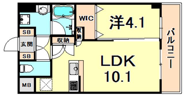 CASAFELICE今津(1LDK/2階)の間取り写真