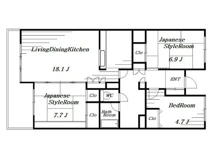 テレパレス西千葉(3LDK/4階)の間取り写真
