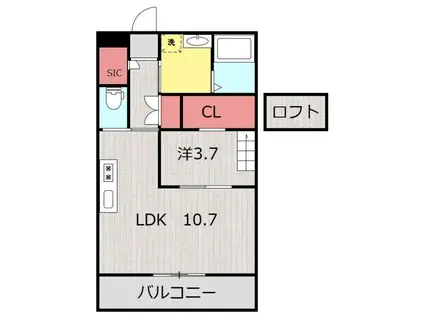 バンベールノース(1LDK/4階)の間取り写真
