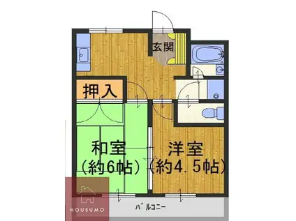 毛利マンション(2DK/4階)の間取り写真