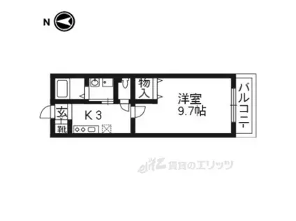シェルグラン京田辺(1K/2階)の間取り写真