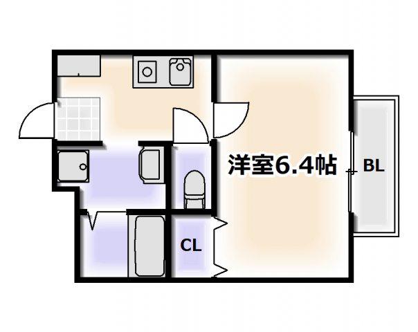 みおつくし西なんば(1K/6階)の間取り写真