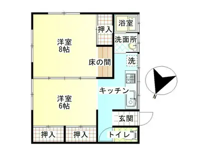 桐山荘(2K/2階)の間取り写真
