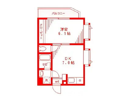 ルーチェ・ボナール(1DK/2階)の間取り写真
