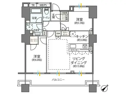 アトラスタワー町田(2LDK/13階)の間取り写真