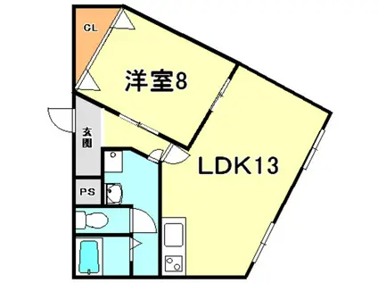 ラムール長田(1LDK/5階)の間取り写真