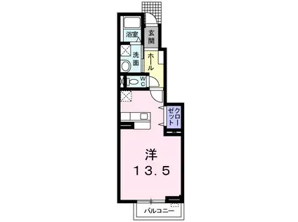 アウローラ松風(ワンルーム/1階)の間取り写真