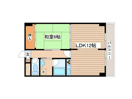 DIO‐HORI I号棟(1LDK/5階)の間取り写真