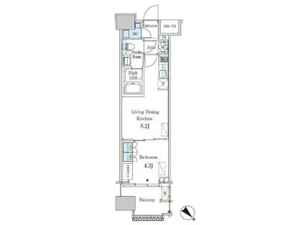 レガシス中目黒(1LDK/7階)の間取り写真