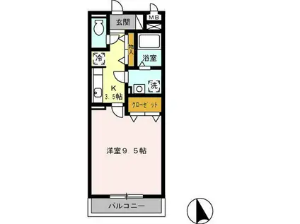 マ メゾン菊住W(1K/1階)の間取り写真