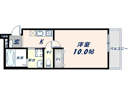 フジパレス城東諏訪サウスI番館(1K/2階)の間取り写真