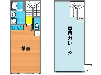 東灘高架下ガレージハウス(ワンルーム/1階)の間取り写真