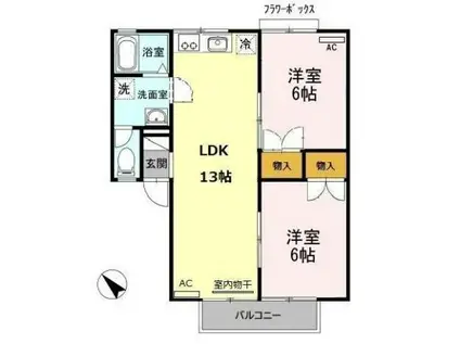 セジュールASA C棟(2LDK/2階)の間取り写真