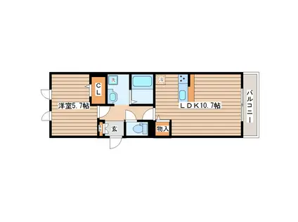 サニーコート・カノ(1LDK/1階)の間取り写真