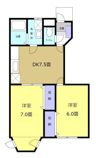 すずらん(2DK/1階)の間取り写真