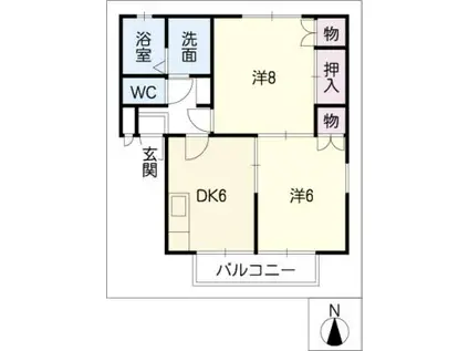 プチメゾン桜ヶ丘A棟(2DK/2階)の間取り写真