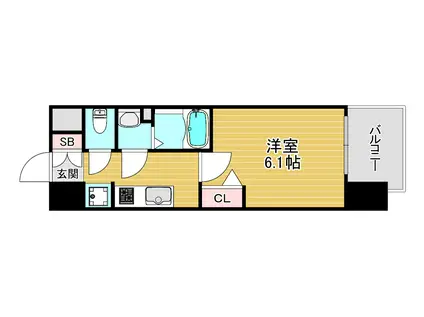 プレサンス大阪同心メゾヴィータ(1K/15階)の間取り写真