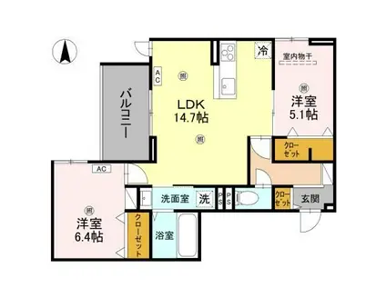 GREEN VILLAGE(2LDK/2階)の間取り写真