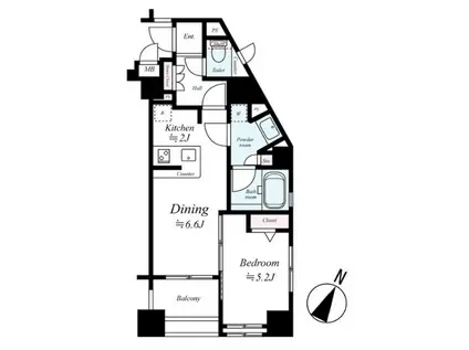 デュオスカーラ西麻布タワーCENTRAL(1DK/10階)の間取り写真