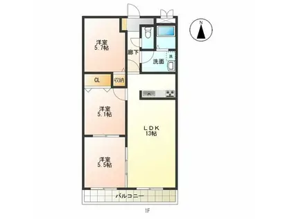 ロイヤルガーデン学園通II(3LDK/3階)の間取り写真