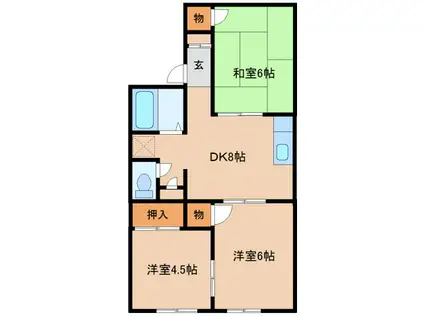 ふみやハイツ(3DK/1階)の間取り写真