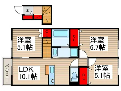 カルミア(3LDK/2階)の間取り写真