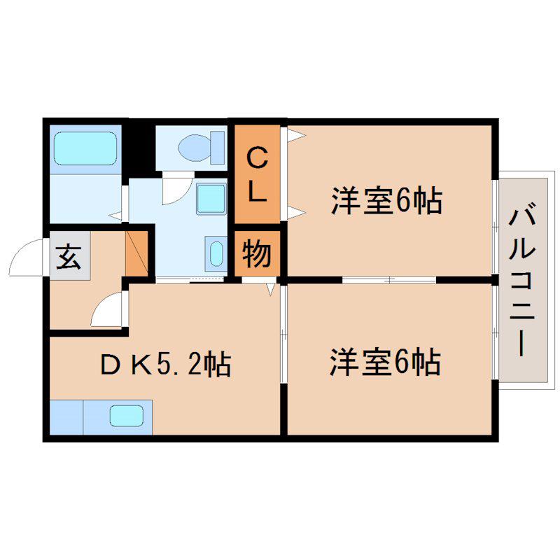 アヴァンス(2DK/2階)の間取り写真