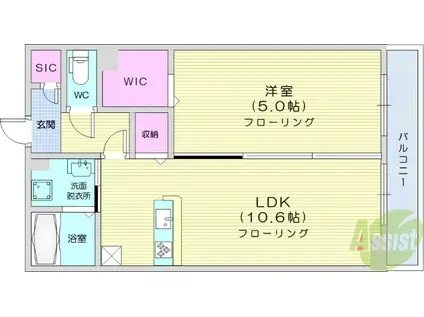 アビタシオン広瀬米ケ袋(1LDK/1階)の間取り写真
