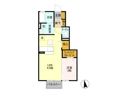 ディアーナ II(1LDK/1階)の間取り写真