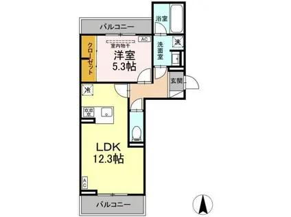 D-AVANCE 花中II(1LDK/2階)の間取り写真
