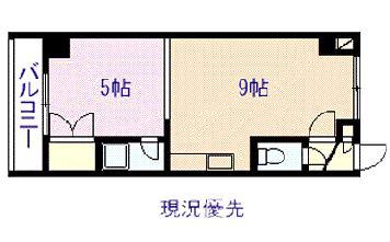 ビジョン616(1DK/5階)の間取り写真