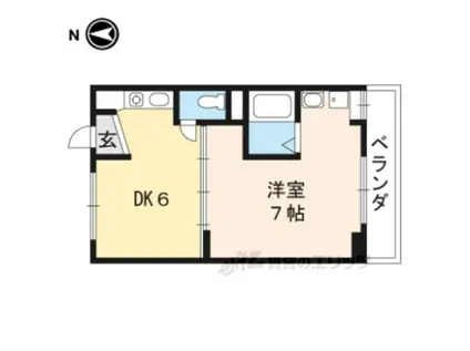 ヴィラナリー石山寺Ⅱ(1DK/2階)の間取り写真