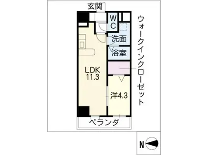フォレシティ栄(1LDK/4階)の間取り写真