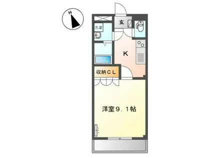 ハッピーハウスIII(1K/2階)の間取り写真