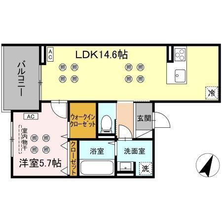 LUMINA II棟(1LDK/3階)の間取り写真