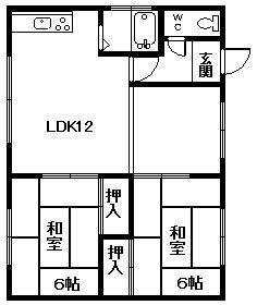 北進ハイツ(2LDK/2階)の間取り写真