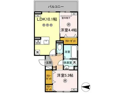 アクアフェリーチェ B棟(2LDK/2階)の間取り写真