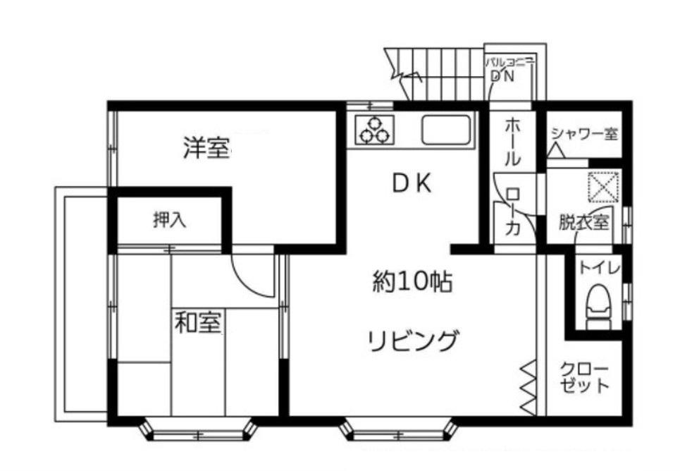 山田アパート(2LDK/2階)の間取り写真