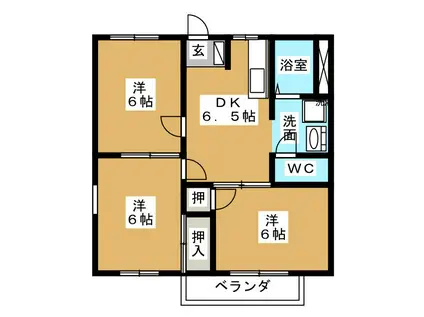 もりやまハイツ(3DK/1階)の間取り写真