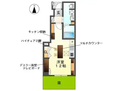 スマイル 和楽(ワンルーム/1階)の間取り写真