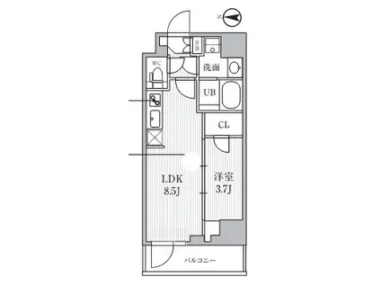 シーズンフラッツ住吉(1LDK/4階)の間取り写真
