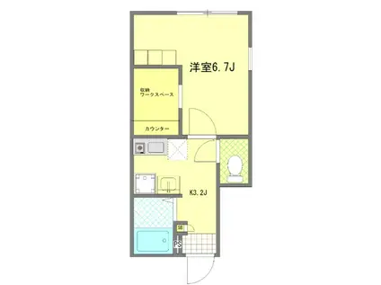 バーミープレイス三鷹(1K/1階)の間取り写真