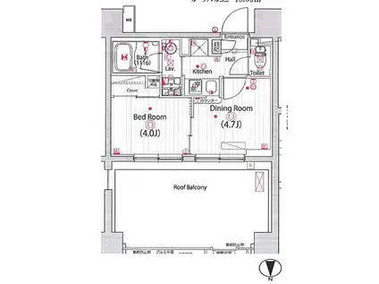 ガーラ・プライム川崎西口(1DK/12階)の間取り写真