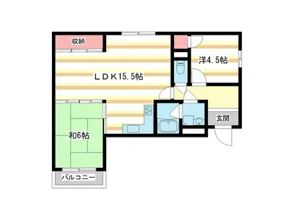 アーバンアネックス(2LDK/3階)の間取り写真