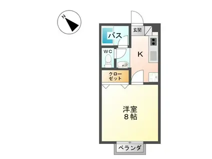 第二サンハイツ(1K/2階)の間取り写真